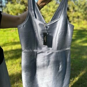 Talbots Silver Satin Sheath Dress